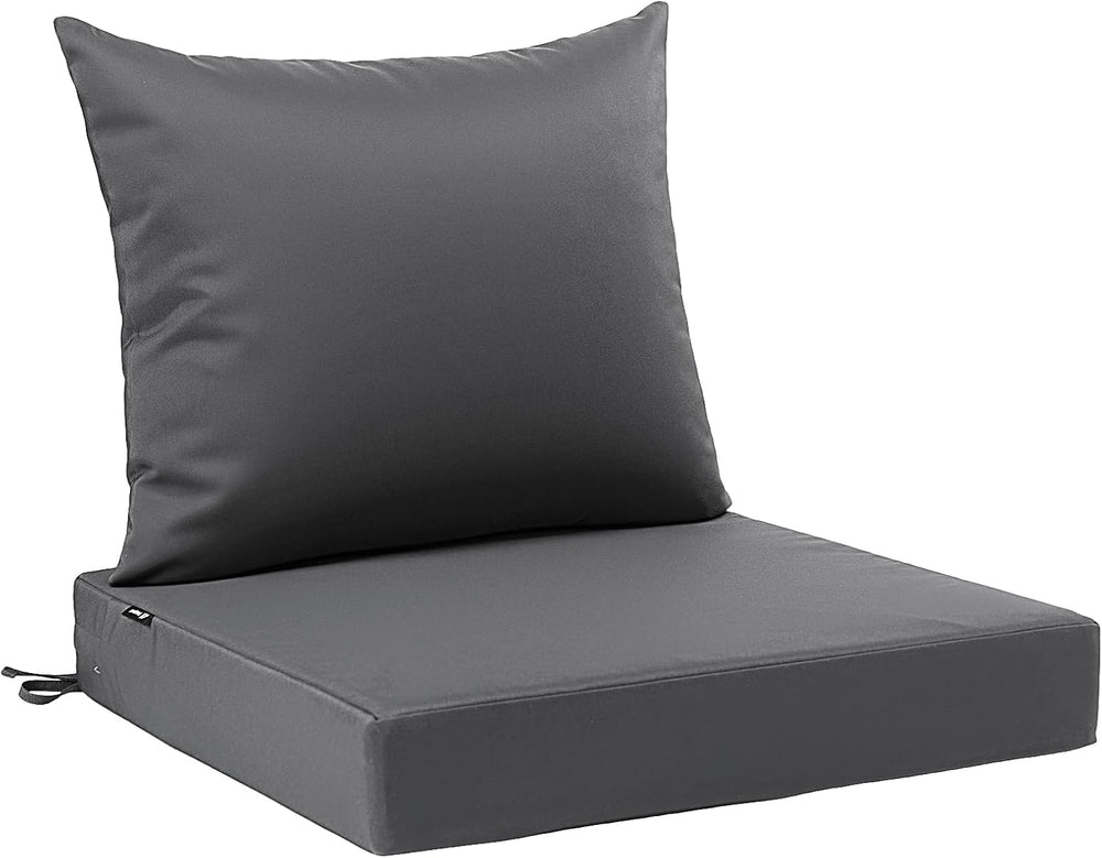 Favoyard Outdoor Patio Seat Cushions Set, 24x24 Inch, Waterproof, Dark Gray