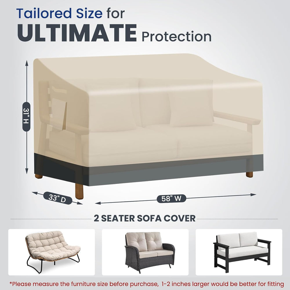 Extra Heavy Duty 2 Seater Outdoor Sofa Cover Waterproof - Patio Furniture Lov...
