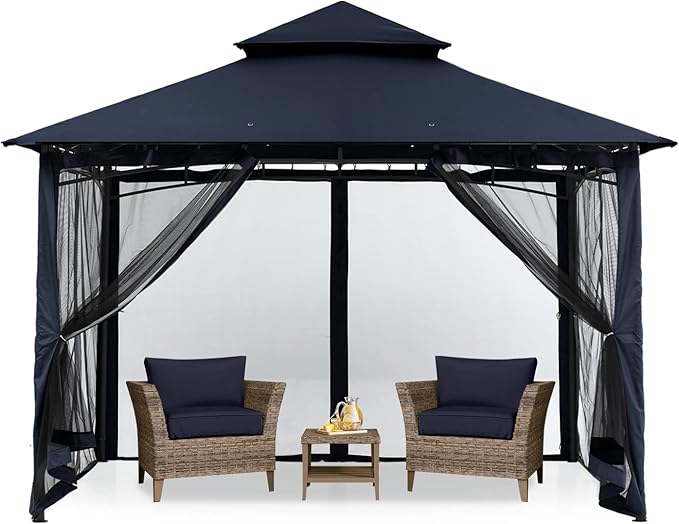 MASTERCANOPY Outdoor Garden Gazebo for Patios with Stable Steel Frame and Net...
