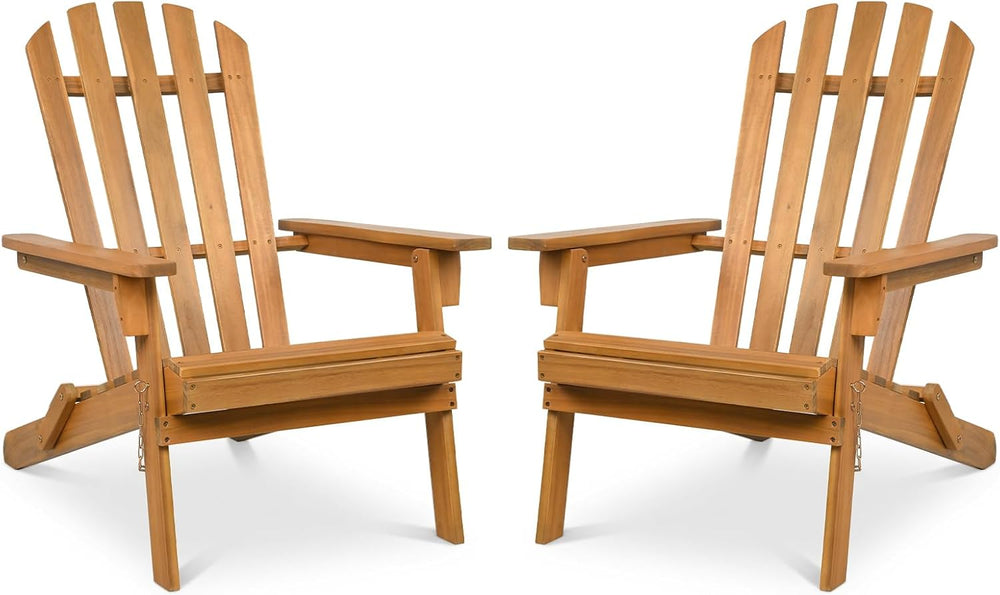 Tangkula Folding Acacia Wood Adirondack Chair, 400 LBS, 2 Pack