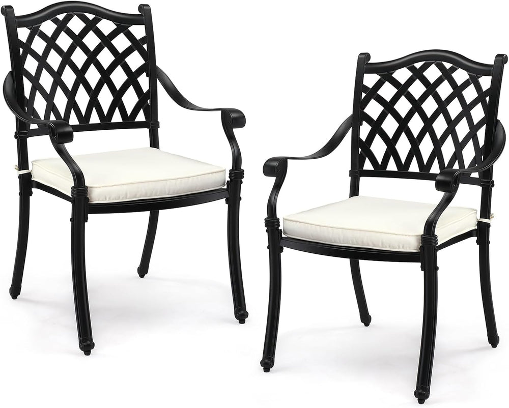 VINGLI Patio Chairs Set of 2 - Stackable Outdoor Cast Aluminum Dining Chairs ...