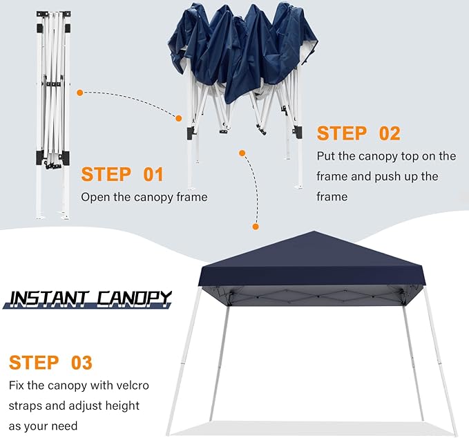 Canopy Tent, 10X10 FT Pop Up Canopy Outdoor Instant Tent Slant Legs with Carr...
