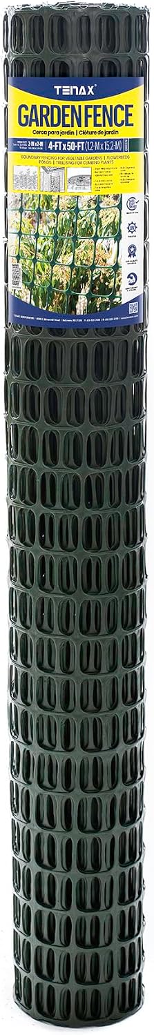 TENAX Garden Fence - Green Plastic Mesh, Durable Outdoor Fencing - 4 x 50 Ft ...