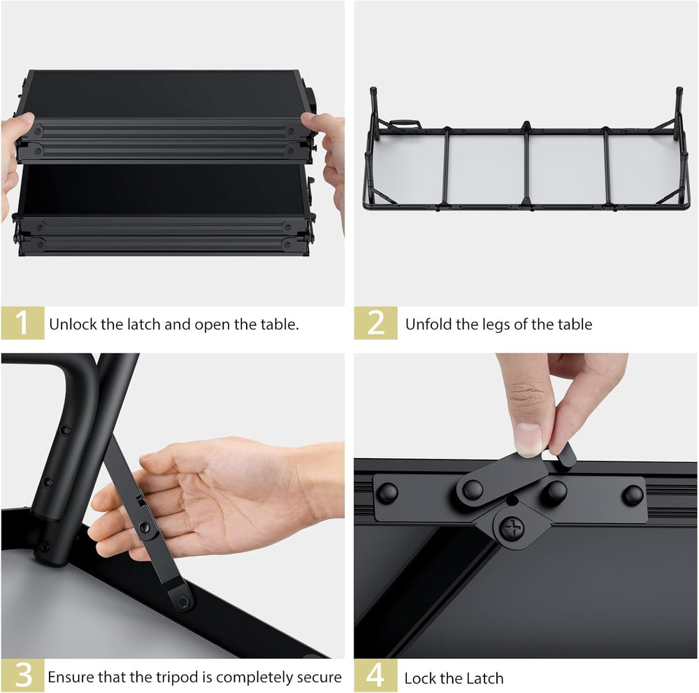 Anbte 4ft Low Folding Picnic Table with Storage Bag, 10.3" Height, Black