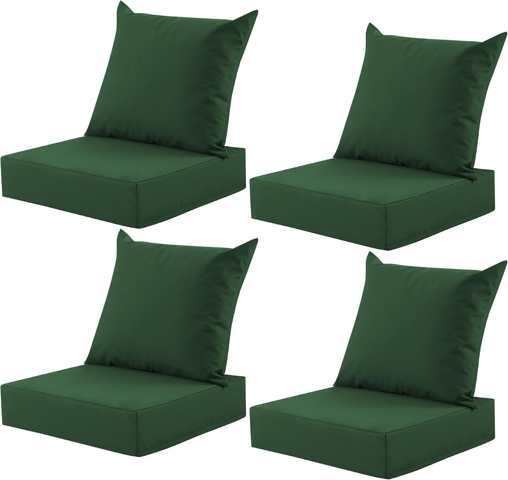 Outdoor Deep Seat Cushion Set, 24x24 Inch, Forest Green, Set of 4