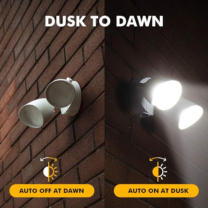 LUTEC 6222W-D2D 3500 Lumen 32 Watt Dusk to Dawn Dual-Head Flood Light Outdoor...