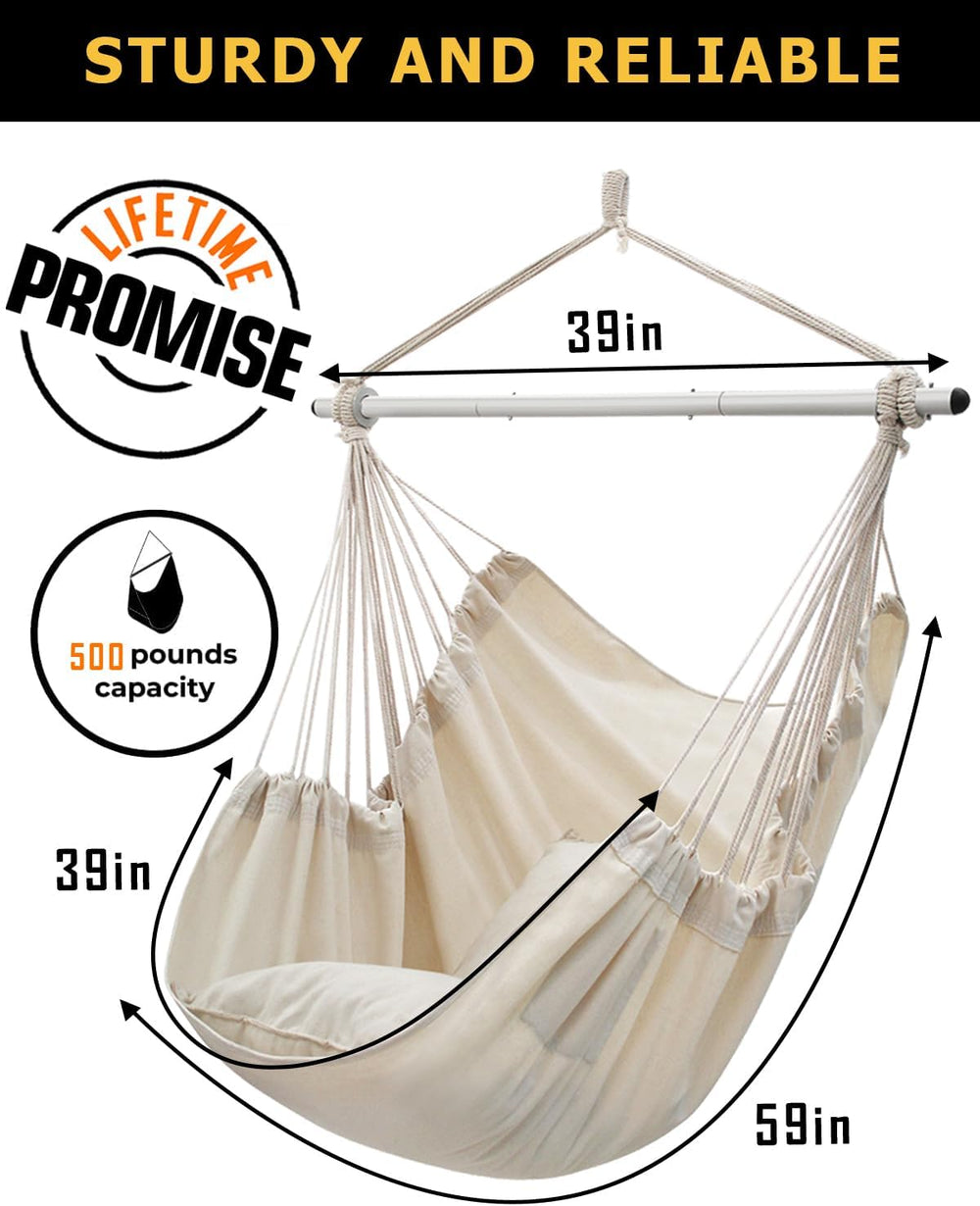 ADVOKAIR Hammock Chair Swing, Heavy-Duty Hanging Rope Swing Seat Supports 500...