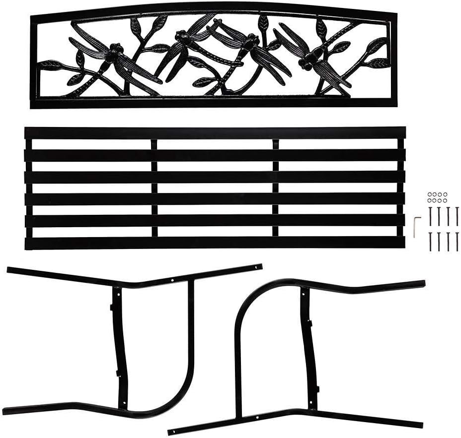 Plow & Hearth Evergreen Garden Weatherproof Dragonfly Outdoor Bench | Hol...