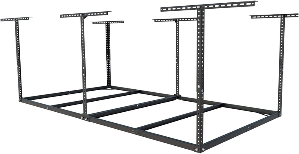 FLEXIMOUNTS 4x8 Overhead Garage Storage Rack, Without Decking, Black