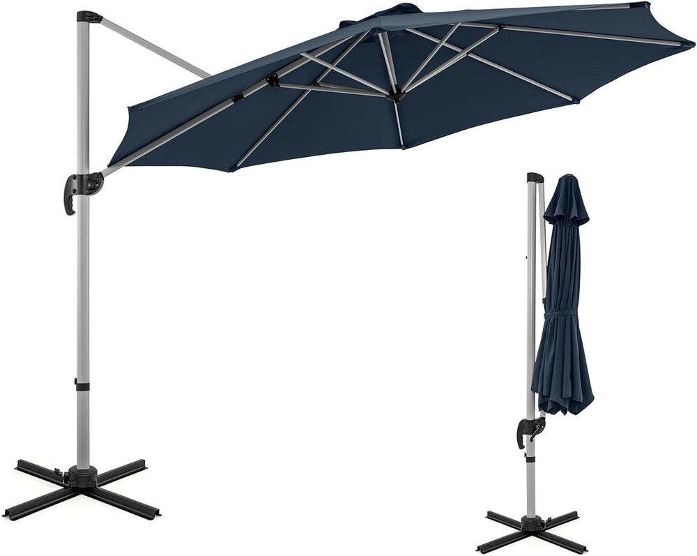 HAPPYGRILL 11 FT Cantilever Patio Umbrella, Outdoor Hanging Offset Umbrella w...
