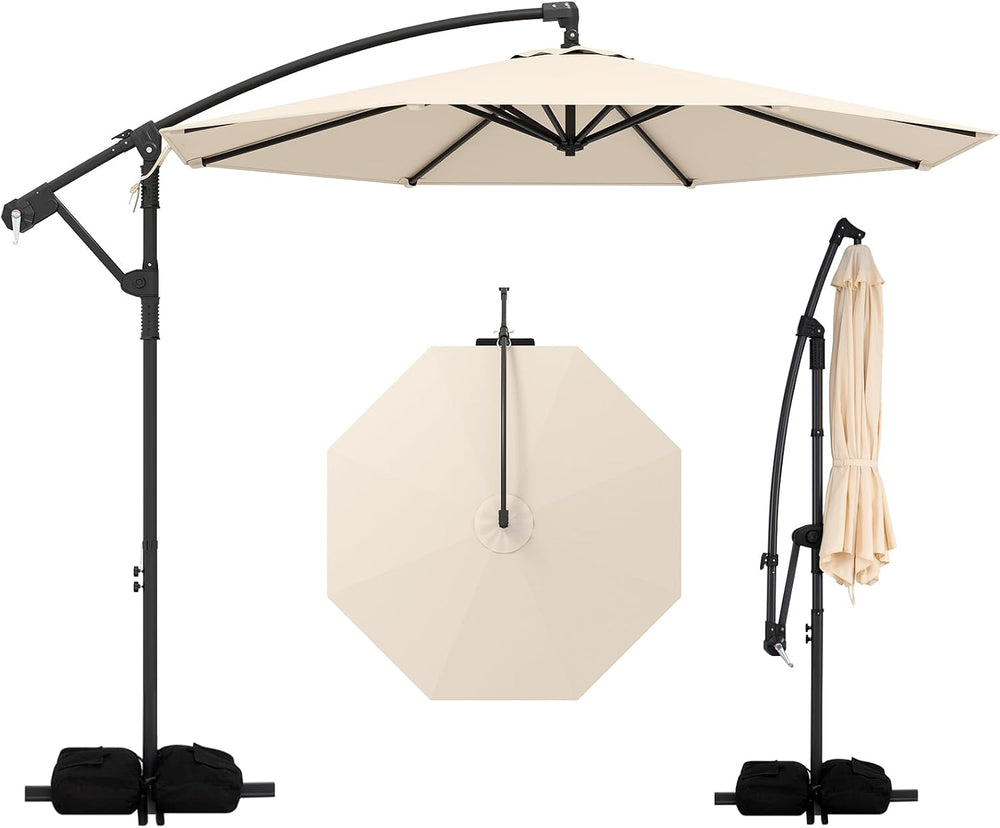 Tangkula 10ft Patio Umbrella with Base Included, Offset Cantilever Outdoor Um...