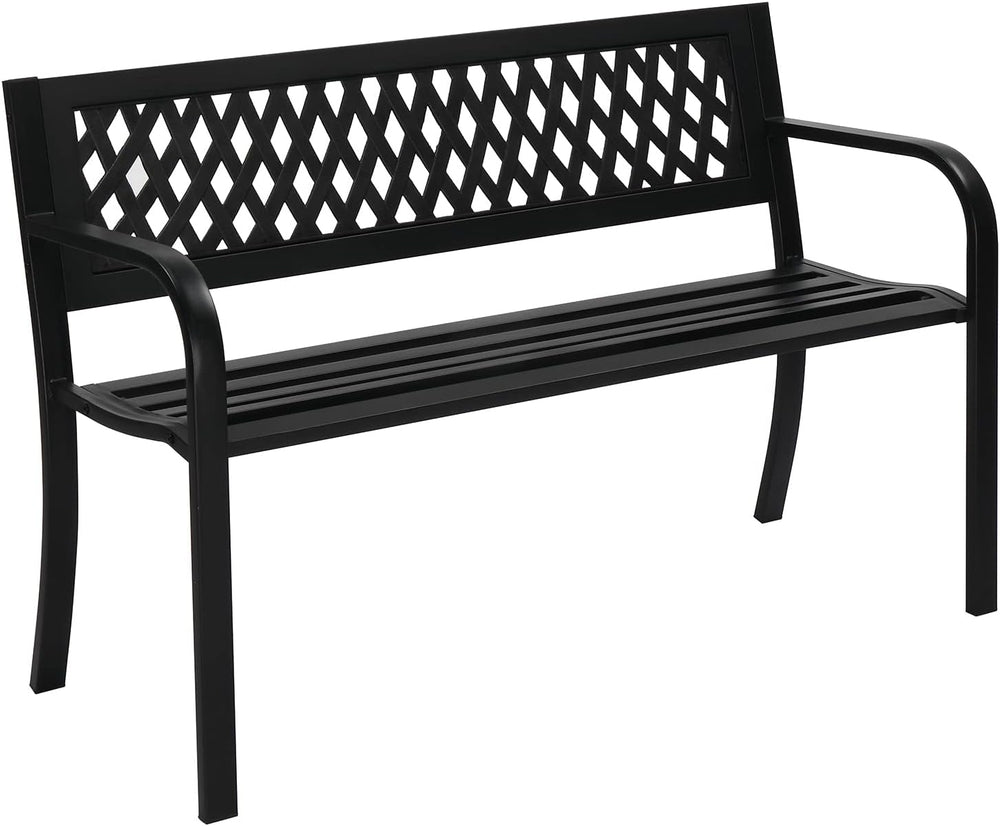 47in Outdoor Garden Park Bench,Outdoor Metal Porch Benches,Weatherproof Patio...