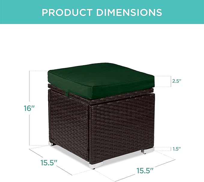 Best Choice Products Set of 2 Wicker Ottomans, Multipurpose Outdoor Furniture...