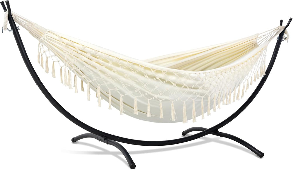 Portable Outdoor Hammock with Stand Included, Double Hammock with Tassel for ...
