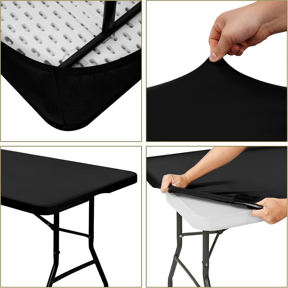 10 Pack Stretch Table Top Cap Cover, Black, 30" x 96"