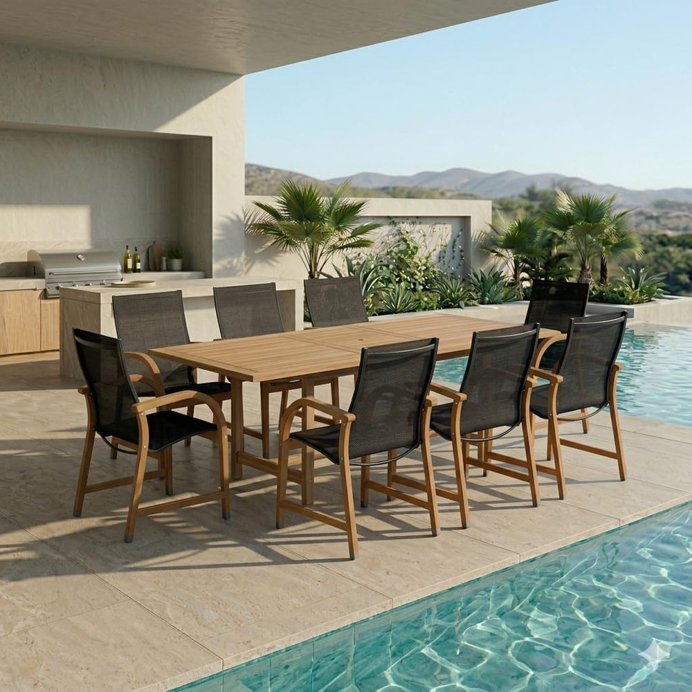 Urban Elements Mykonos 9-Piece Rectangular Patio Furniture Set | 100% Certifi...
