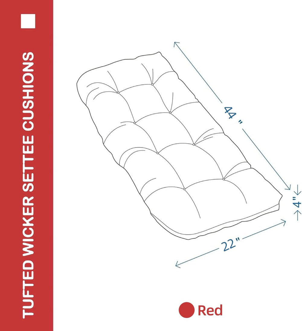 Outdoor Bench Cushion 44x22x4 Inch Loveseat Pad, Red