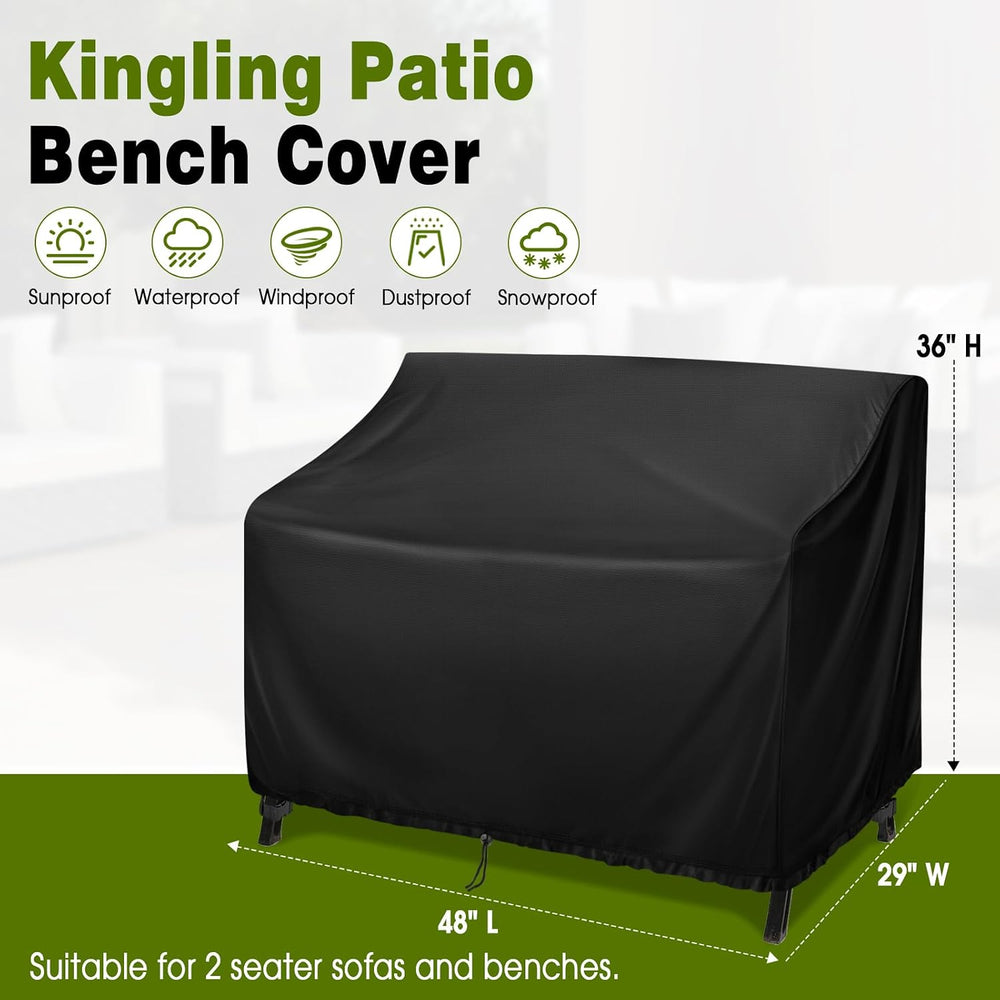 Kingling Outdoor Bench Covers Waterproof 48" W x 29" D x 36" H