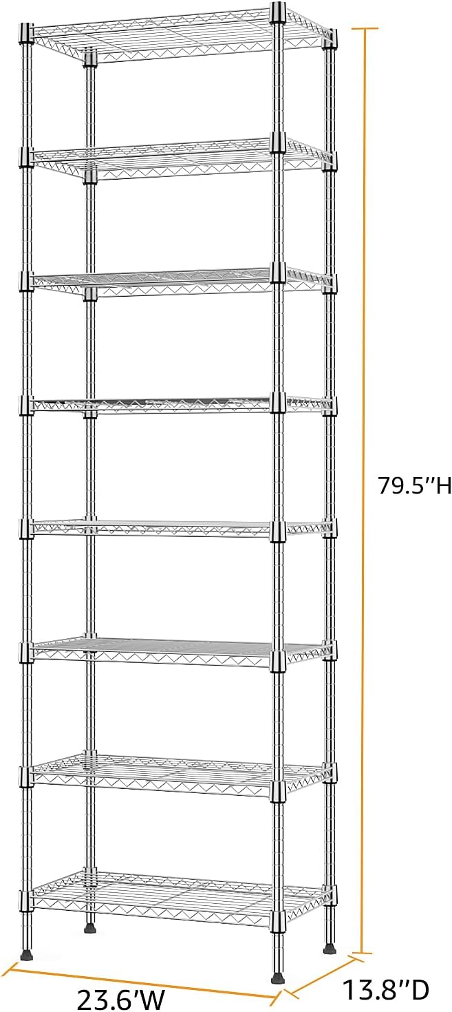 8 Tier 2000 lbs Storage Rack Metal Wire Shelving Unit, Storage Standing Shelf...