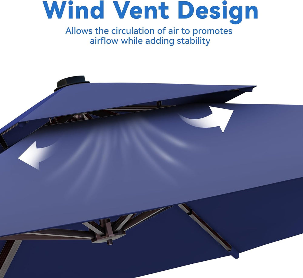 10x13FT Cantilever Outdoor Patio Umbrellas, Double Top Large Rectangle Umbrel...