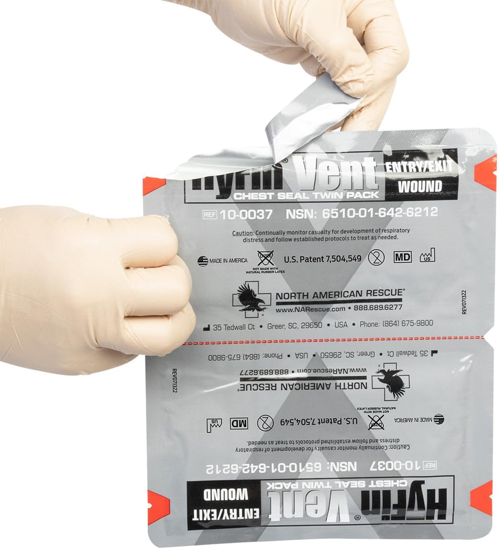 North American Rescue HyFin Vent Chest Seal (Twin Pack) NAR Vented Wound Ches...