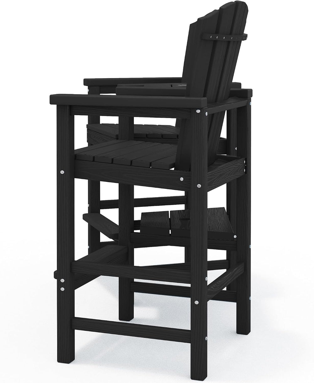 KINGYES Tall Adirondack Chair Set of 2 with Double Connecting Trays, Black