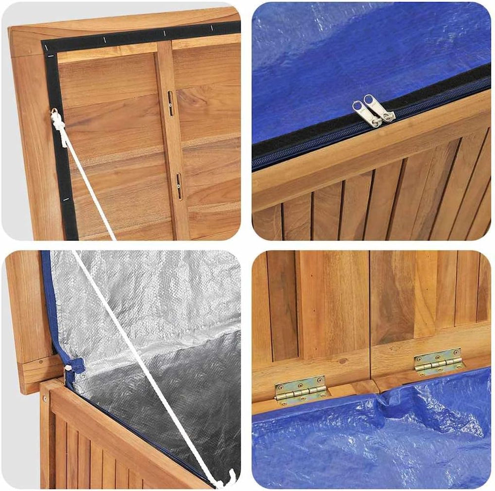 vidaXL Solid Teak Wood Patio Storage Box - Rustic Design, Ample Storage Space...