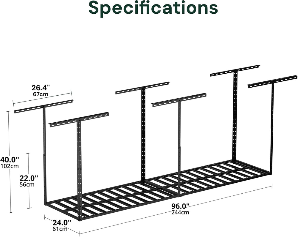 SunsGrove 2x8 Overhead Garage Storage Rack Organization, Adjustable Ceiling M...