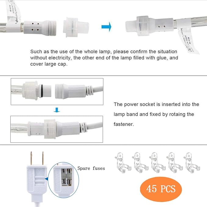 150ft LED Rope Lights Outdoor, 1080 LED Connectable and Flexible Tube Lights ...