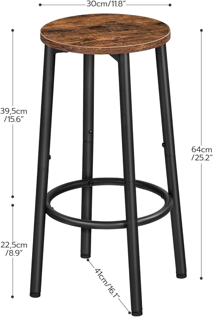 HOOBRO Bar Stools, Set of 2 Bar Chairs, Kitchen Round Height Stools with Foot...