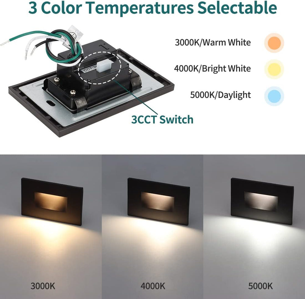 kadision 120V Dimmable LED Step Lights, 3000K/4000K/5000K, 4-Pack