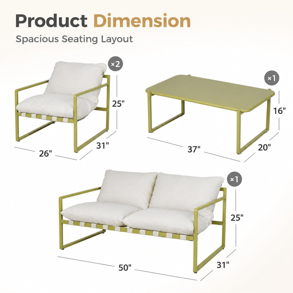 Grand patio 4-Piece Outdoor Furniture Set, Modern Patio Furniture with Soft C...