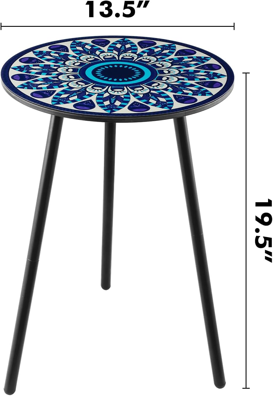 Outdoor Side Table Set of 2 Patio Side Tables for Outside Black End Tables Sm...