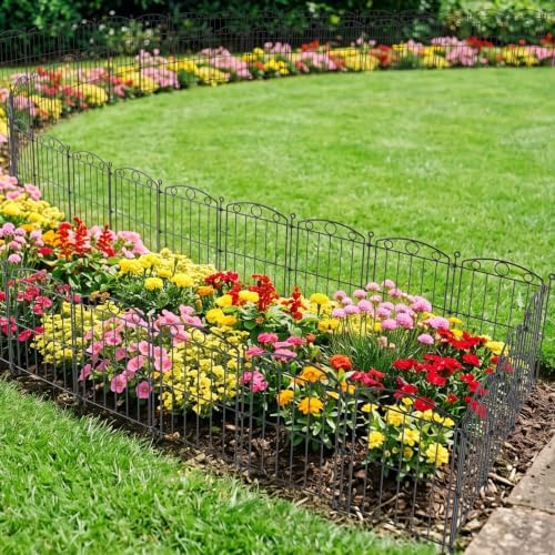 Decorative Garden Fence 17in x 30ft, 30 Panels No Dig Fence, Metal Fencing
