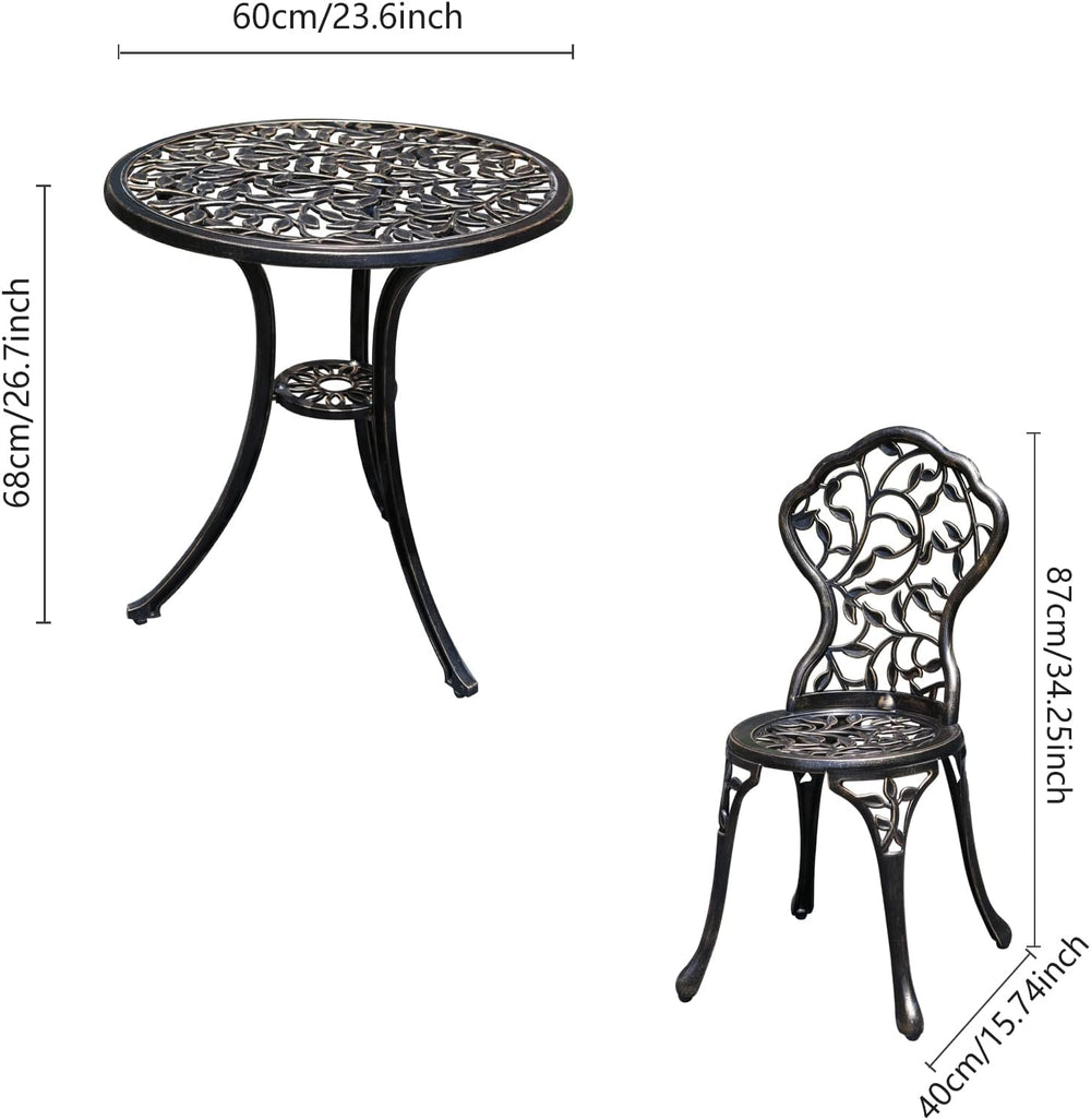YKSY&YKSY Patio Bistro Set.Rust-Resistant Cast Aluminum Bistro Table Set ...