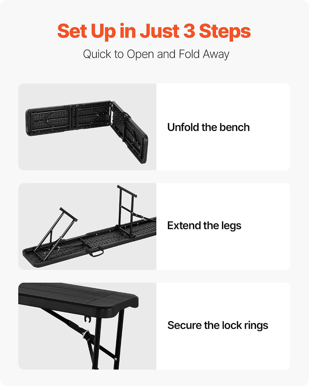 VEVOR Plastic Folding Bench, Soccer Multipurpose Entertaining Activities