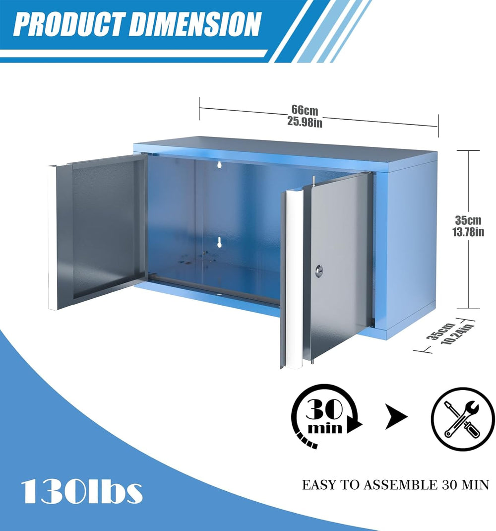 LARBANKE Metal Wall Cabinet with Locks, 26"×10.24"×13.78" (L×W...