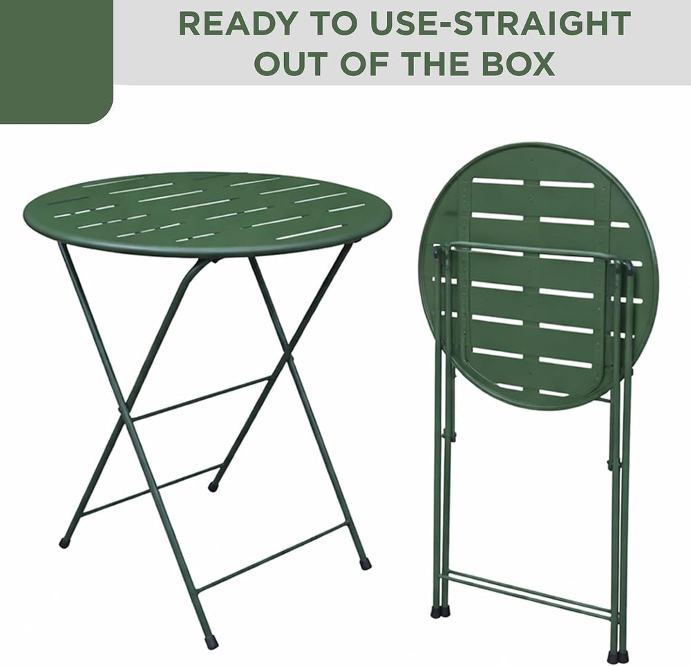 Alpine Corporation VTFAM168A-GN 3-Piece Green Metal Folding Bistro Set – 20&q...