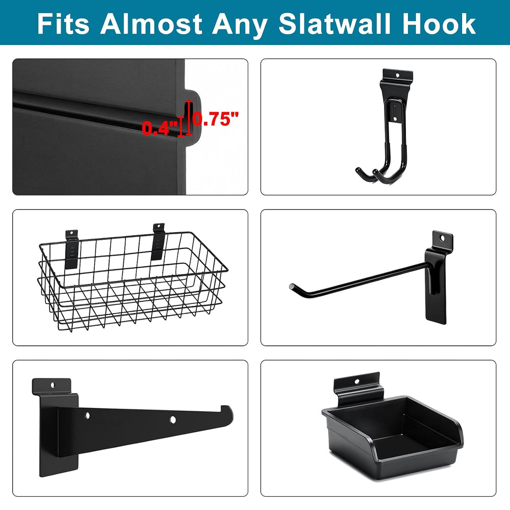 PVC Slat Wall Paneling 4x8 ft, Black Slatwall Panel for Storage
