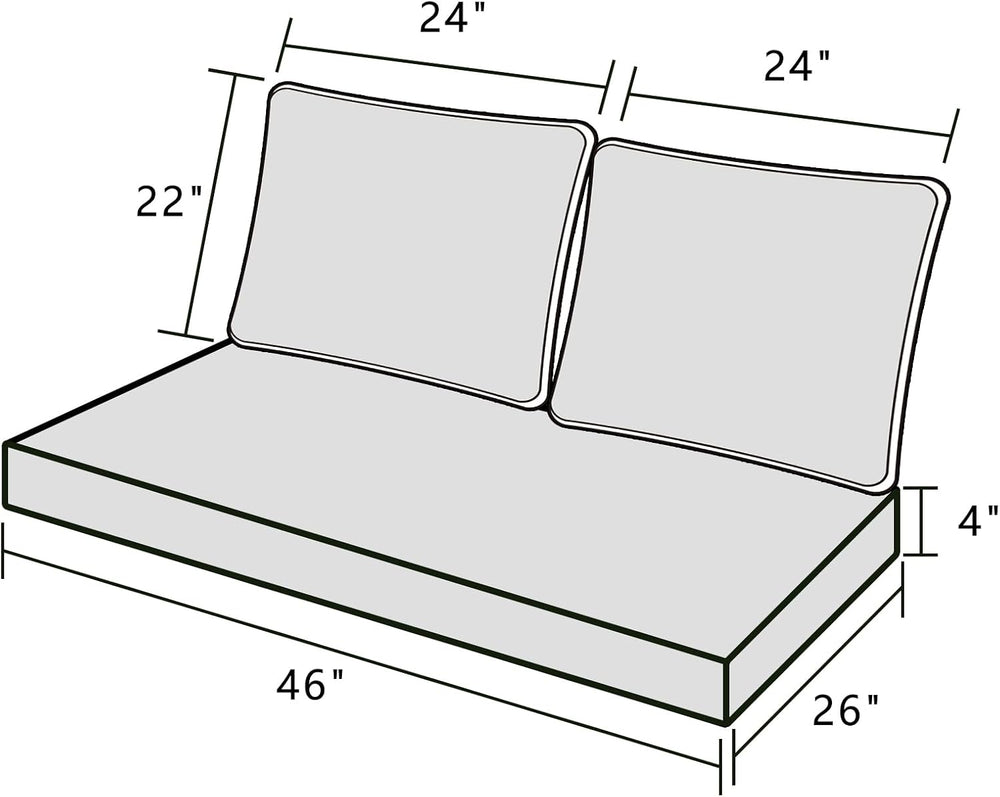 Outdoor Loveseat Cushion Set 46'' x 26'', Outdoor Deep Seat C...