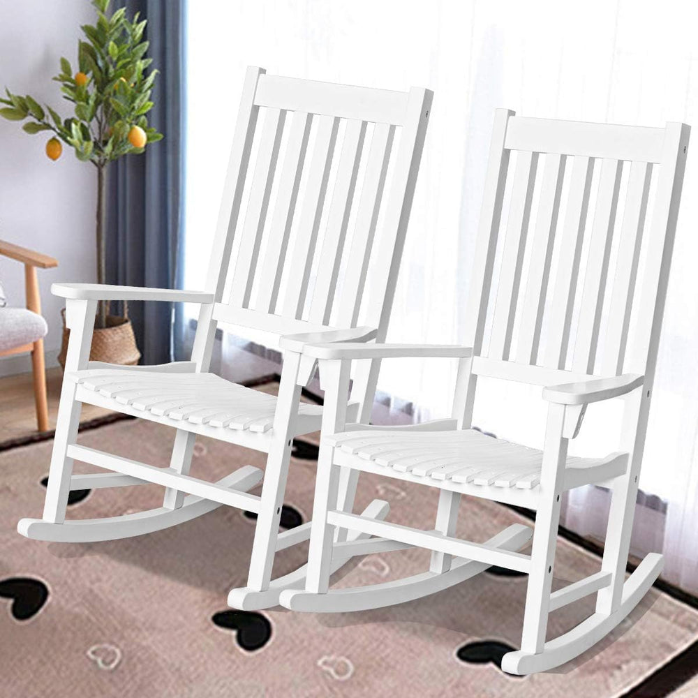 GIANTEX Rocking Chair Acacia Wood Frame, Porch Rocker Outdoor& Indoor for...