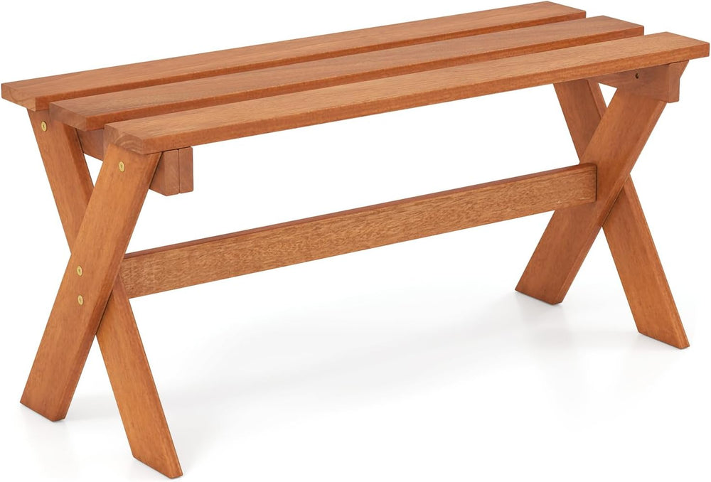 Tangkula Wood Backless Outdoor Bench, 2-Person Garden Bench, 1 Pack, Rustic