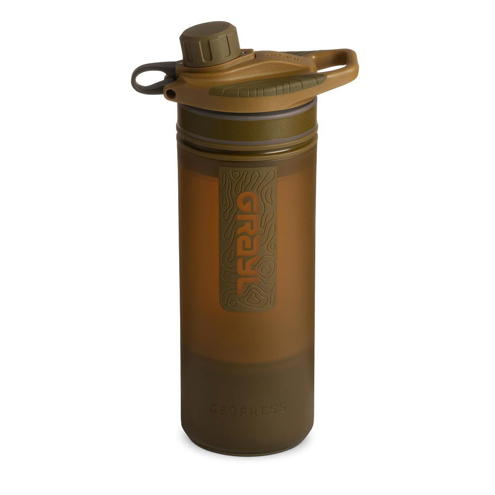GRAYL GeoPress 24 oz Water Purifier & Water Filter Bottle, Coyote Brown