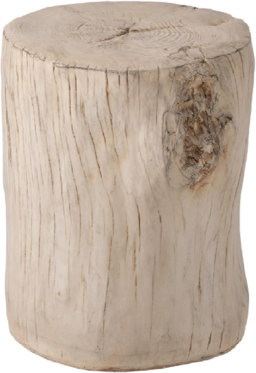HOMPUS Concrete Outdoor Side Table, Tree Stump, Modern Round Coffee Table