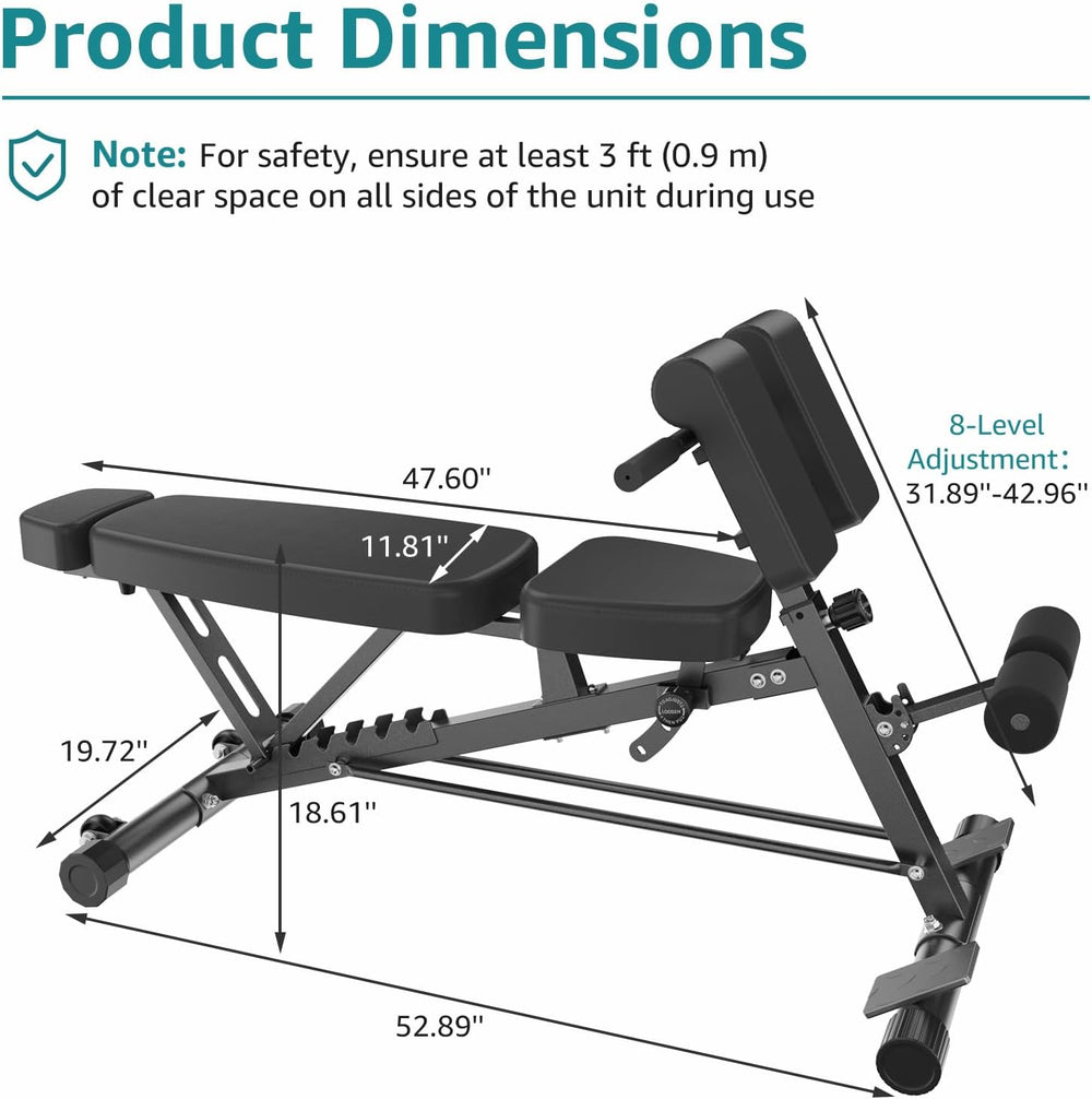 OLIXIS Adjustable Weight Bench, 660 LBS Foldable Workout Bench Press