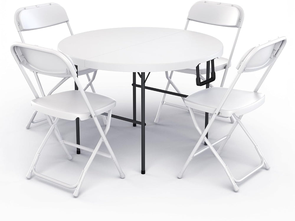 Our Modern Space 3.5 Feet Circular Round Foldable Table with Built in Handle ...