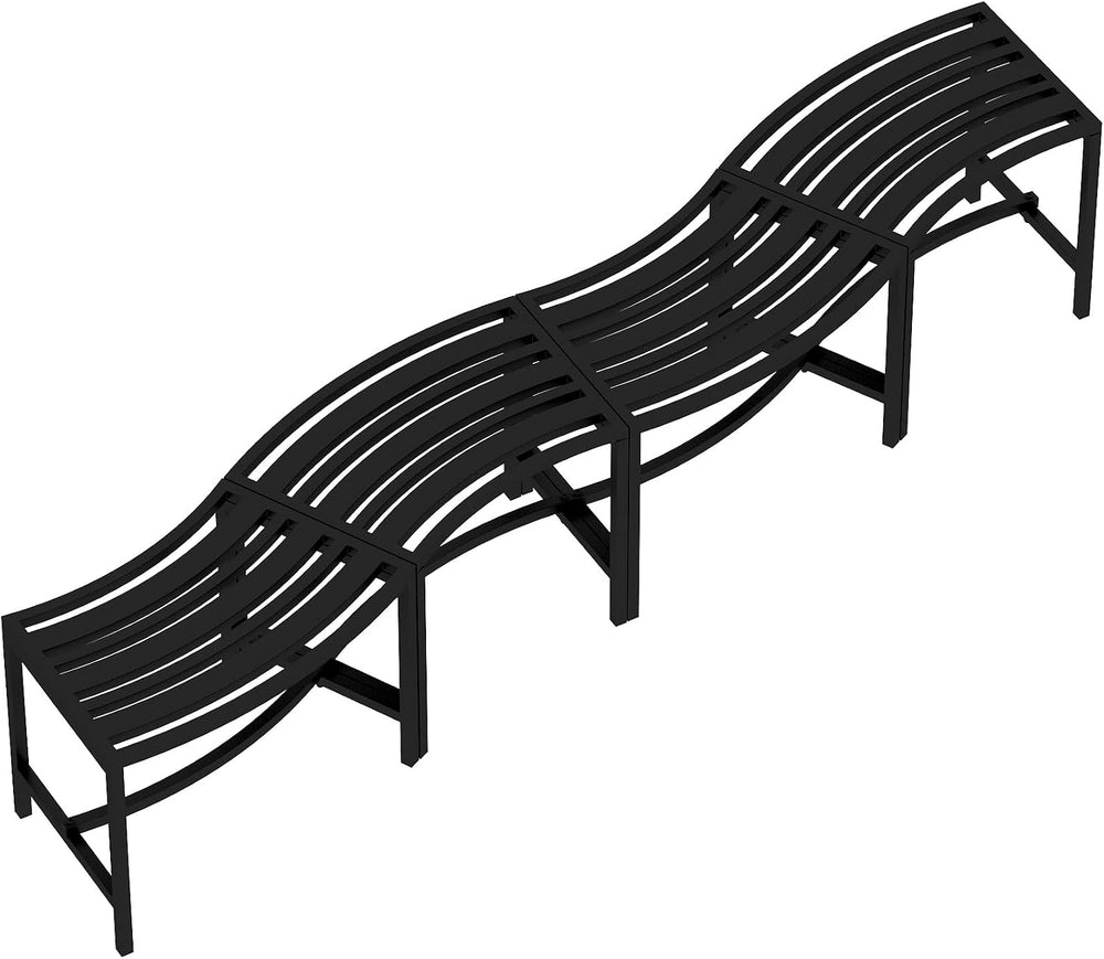 Metal Outdoor Curved Fire Pit Bench Set of 4, Fire Pit Seating Waterproof, St...