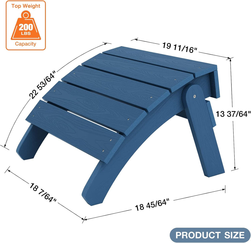 YEFU Folding Adirondack Ottoman Outdoor Set of 2, Navy Blue | Fade and Rust R...