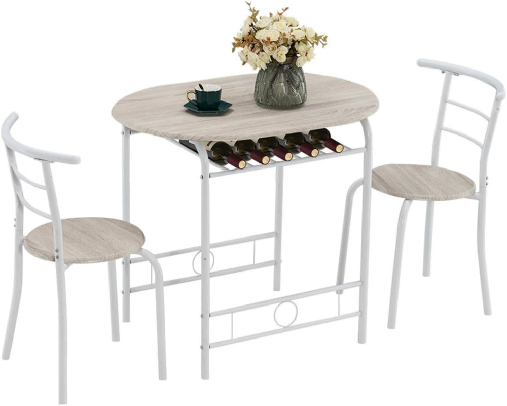 VINGLI 3 Piece Dining Set,Small Kitchen Table Set for 2,Breakfast Table Set,K...