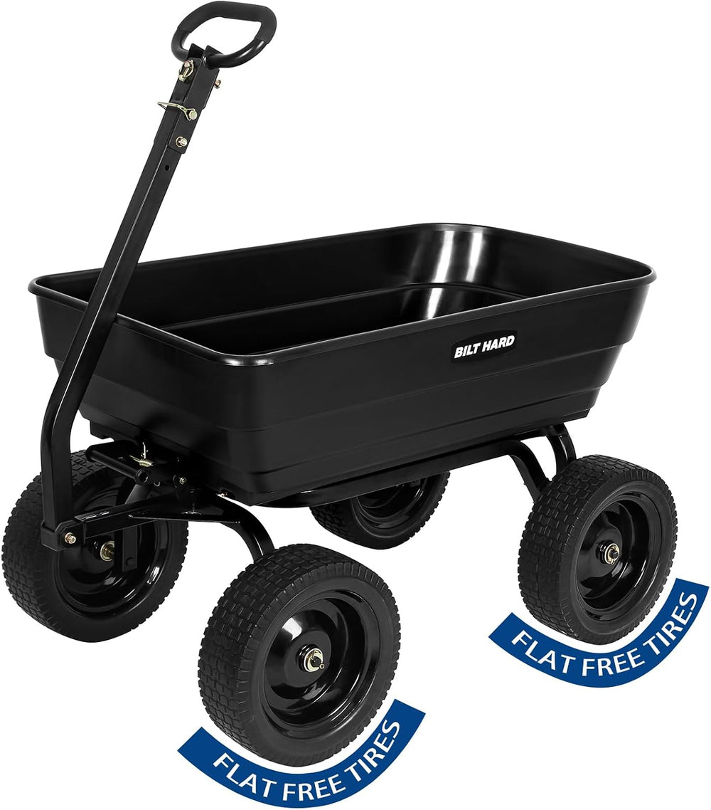 BILT HARD 7 Cu Ft Poly Garden Dump Cart 1200 lbs with No Flat Tires, Quick Re...